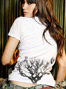 white burnout tee - goth girl w/tree