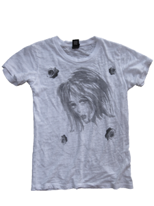 Furlesque Reflective Girl ~ white burnout tee